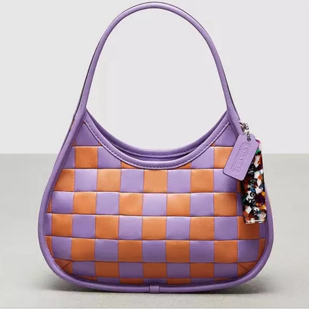 Coachtopia Purple and Orange Checkered Shoulder Bag